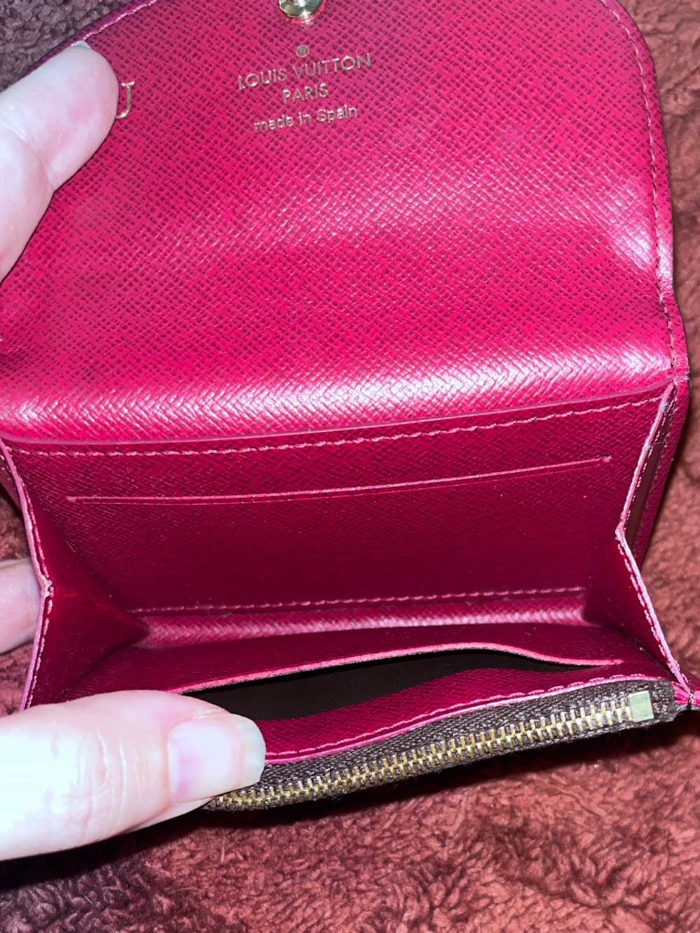 Authentic Louis Vuitton Brown/Burgundy Monogram Compact Wallet w/ COA - Picture 13 of 13